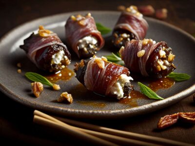 Bacon-wrapped Dates stuffed with Goat Cheese